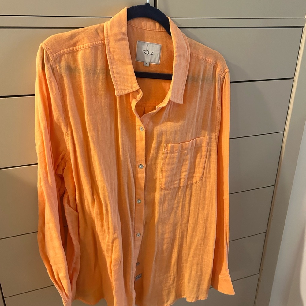 Rails button down blouse in orange sherbet, like new, size XL